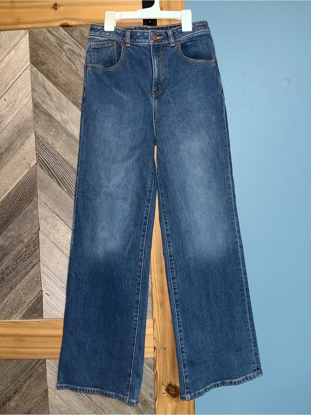 NWT Victoria Secret PINK Classic Wide-Leg Baggy High Rise Blue Denim Jeans